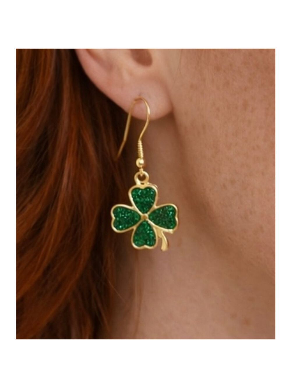 NEW Gold Plated Shamrock Dangle Earrings NWT